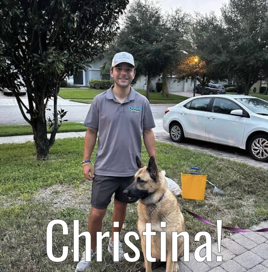 Christina with her dog and our technician